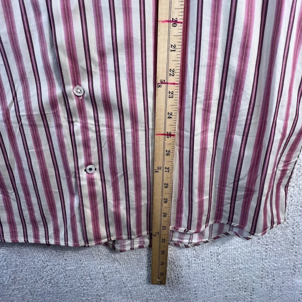 Banana Republic Men's‎ XL 17-17.5 Pink Burgundy Stripe Dress Shirt
